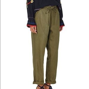 Ulla Johnson green linen blend agata pants